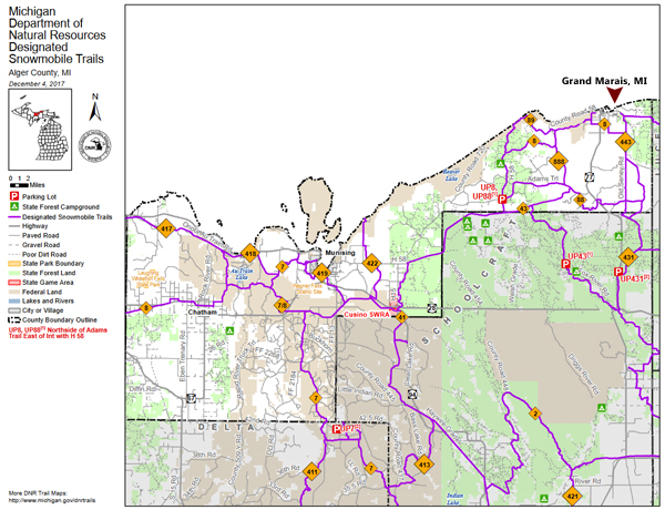 Grand Marais Snowmobile Trail Maps | Upper Peninsula Snowmobile Trail Maps | Maps of the UP snowmobile trails